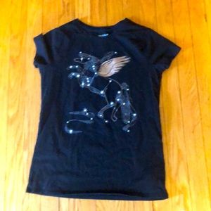 Cat & Jack Girls Black Pegasus Graphic T-Shirt Size 14